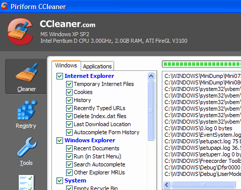 CCleaner Clean Temporary Files