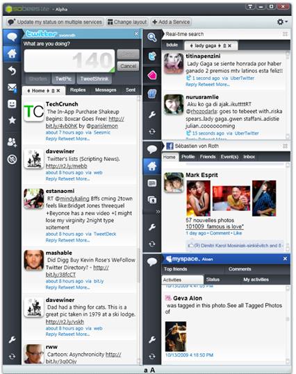 Sobees Lite: Combine Twitter, Facebook, Myspace, LinkedIn
