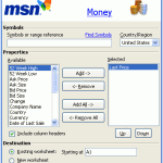 Download MSN MoneyCentral Stock Quotes Add-In for Excel