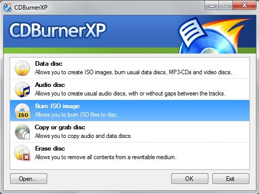 CDBurnerXP - Interface