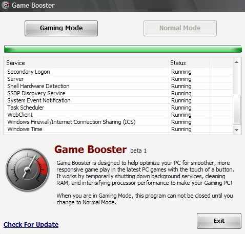 Game Booster Interface