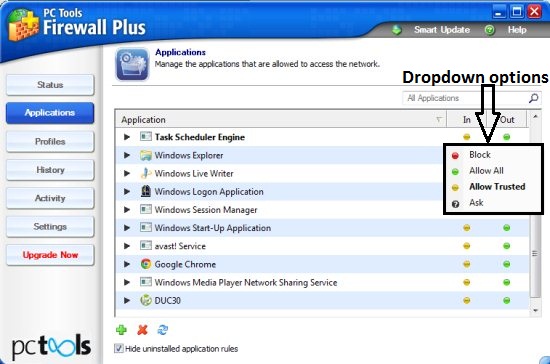 firewall plus apllications