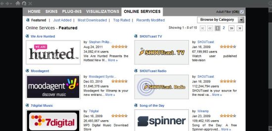 winamp online services