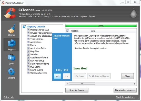 CCleaner - Registry Cleaner