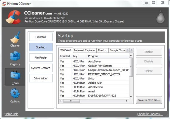 CCleaner - Other Tools