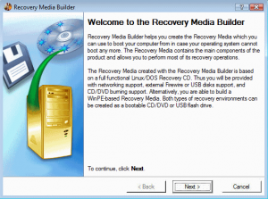 Build Recovery Media on USB or CD DVD