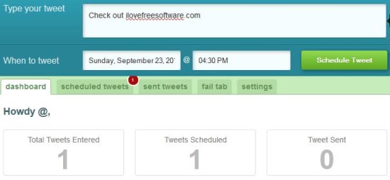 schedule tweets dashboard