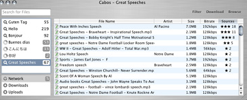 The iTunes inspired user interface of Cabos for Mac OSX.