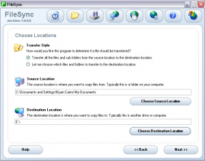 The backup interface for FileSync.