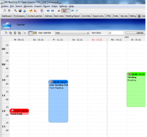 The awesome integrated calendar in EB1 Neutrino CRM.