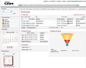 A screenshot of Zoho CRM.