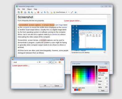 The image editing interface that comes with Greenshot.