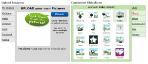 The interface for creating a slideshow using ImageLoop.