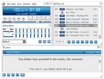 Lyrics shown in the ALSong media player.