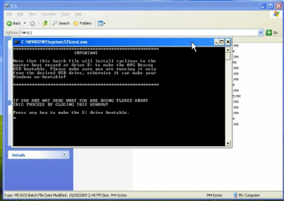The command window to configue AVG Rescue CD.