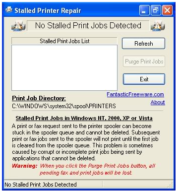 A screenshot of the user interface of Stalled Printer Repair.