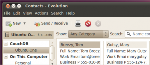 Contact syncing using Evolution and Ubuntu One.