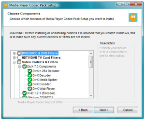 The installer for Media Player Codec Pack.