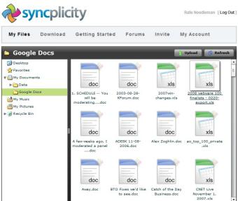 The online interface of Syncplicity.