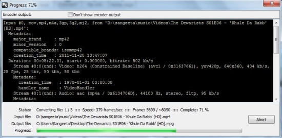 Pazera Free MP4 to AVI Converter - Conversion