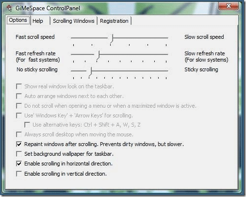 GimeSpace Control Panel