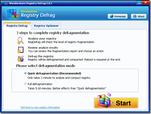 Wondershare Registry Defrag