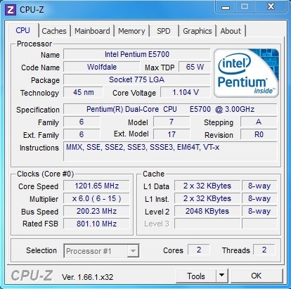 CPU-Z - Interface