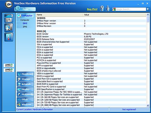 VeeSee Hardware Information