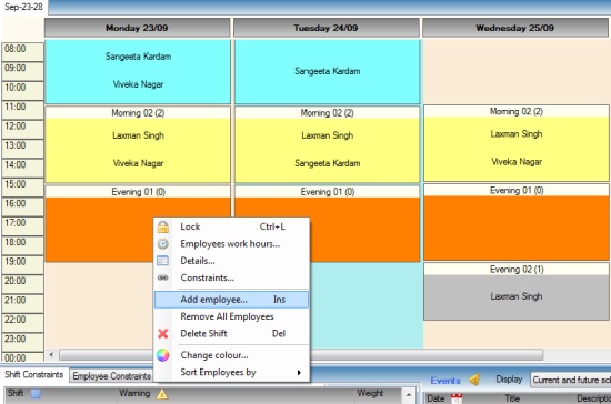 ABC Roster - Free Employee Scheduling Software - Creating Schedule