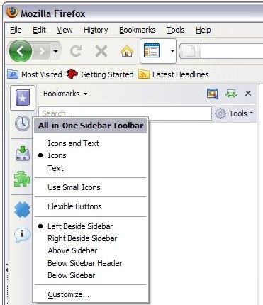 Firefox All In One Sidebar