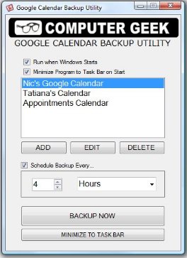 Google Calendar Backup Utility