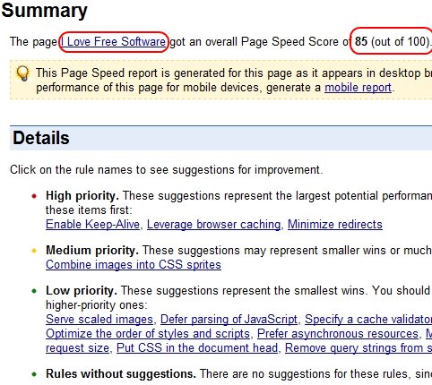 Page Speed Results
