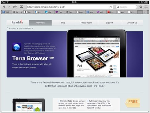 Terra Web Browser ipad