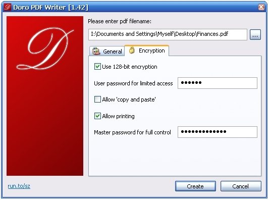Doro PDF Writer Encryption