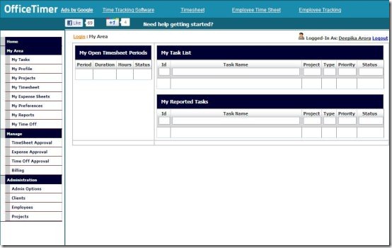 OfficeTimer - Dashboard