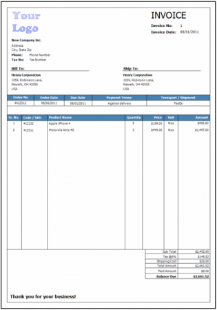 crave invoice sample invoice