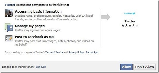 How to update Facebook status From Twitter 1