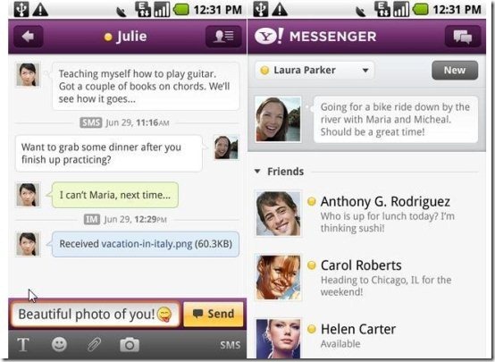 Yahoo Messenger on Android Screenshot
