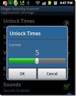 Finger Security Unlock Times
