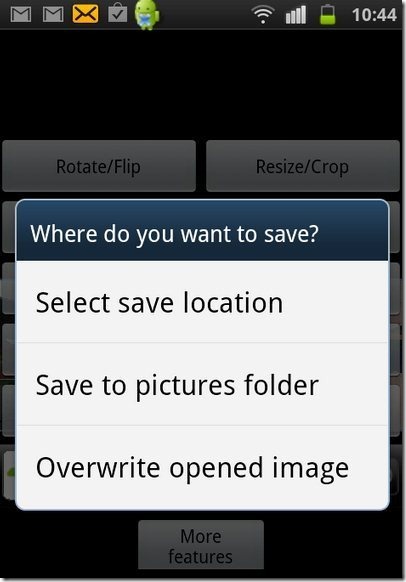 Photo Editor Save options