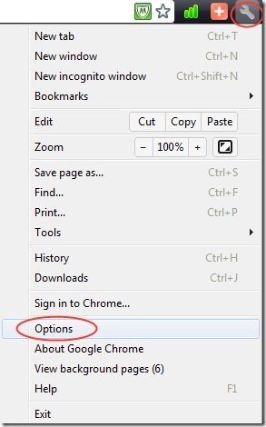 Chrome setting option