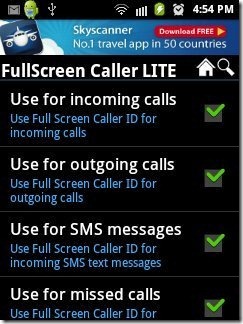 Full Screen Caller ID Settings