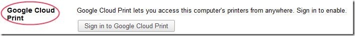 Google Cloud Print option