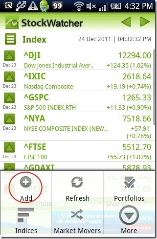 Stock Watcher index list