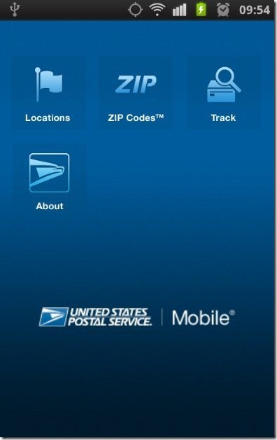 USPS Mobile App Home PAge
