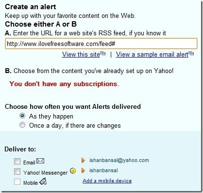 Yahoo Alerts