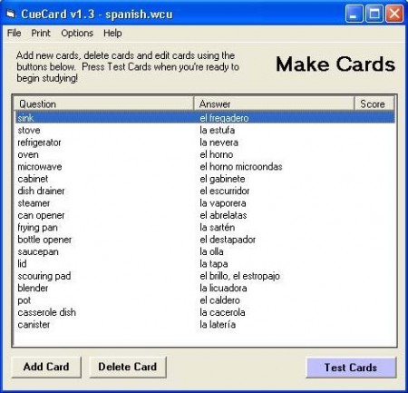 Flash Card Software cue cards