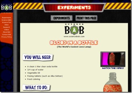 Science Experiments For Children sciencebob