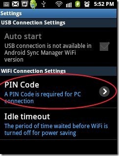 Android Sync Manager Pin Code