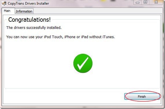 CopyTrans Driver Installation Finish